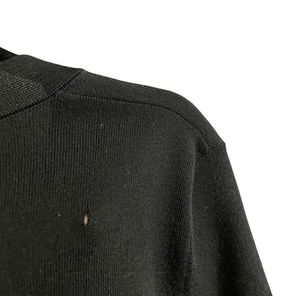 Vintage Chanel Wool Blend Knit V Neck Logo Top Black Womens 46 / US 14 AS IS - Picture 9 of 12